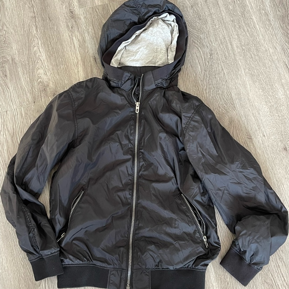 H&M Black Lightweight Jacket w/detachable hoodie size 11-12